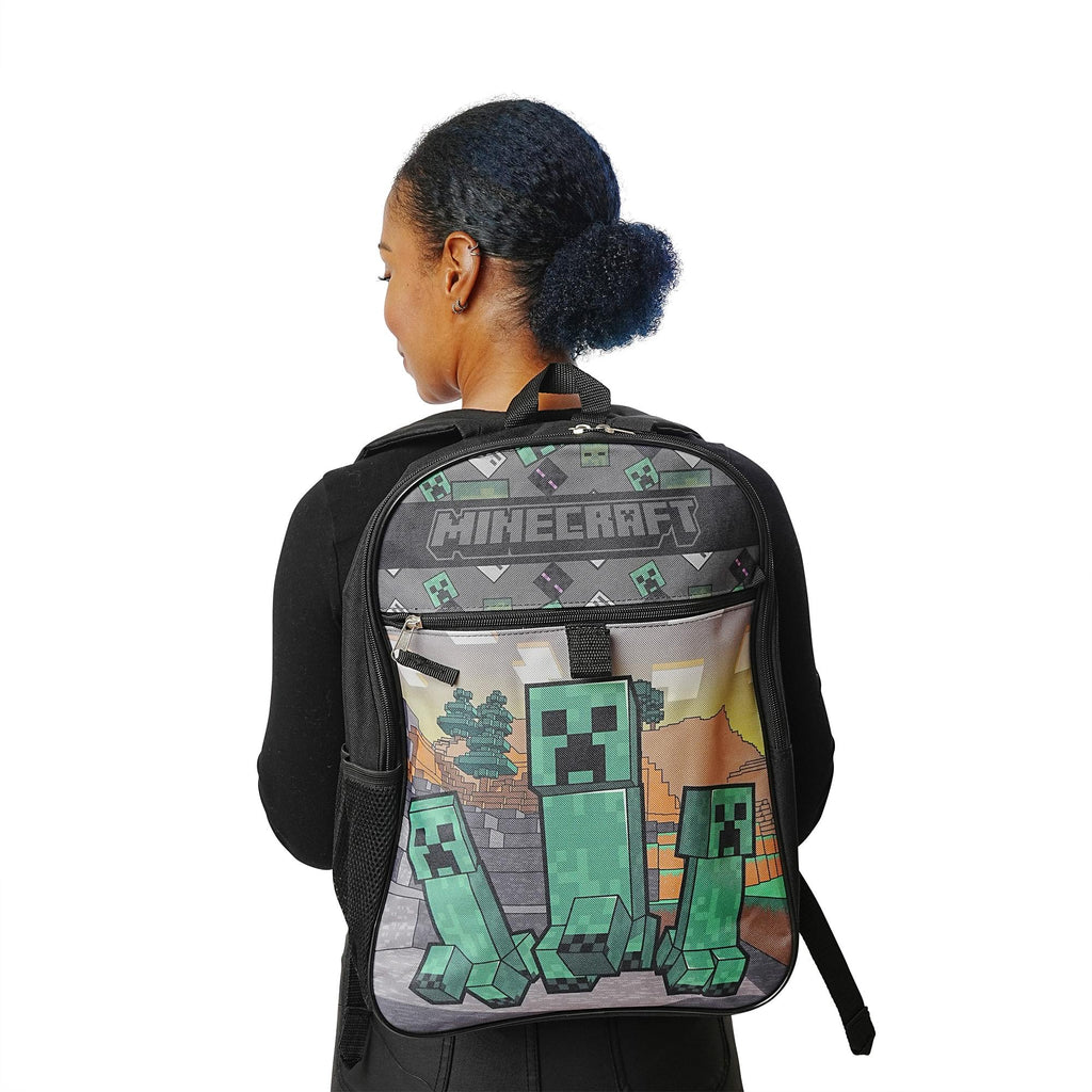 Minecraft Creeper 5 Piece 16 Inch Backpack Set