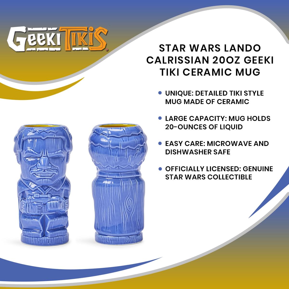 Geeki Tikis Star Wars Lando Calrissian Ceramic Mug | Holds 20 Ounces