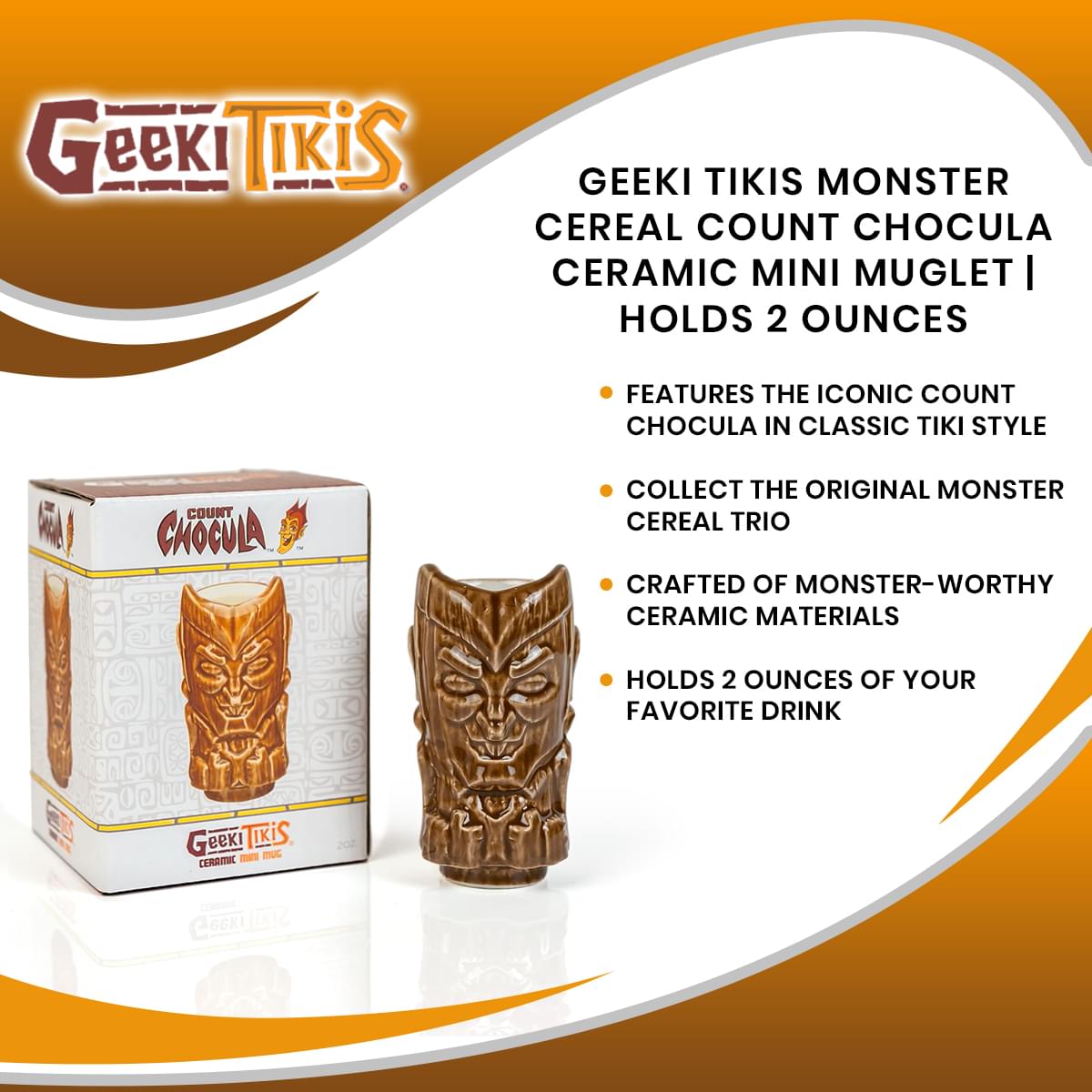 Geeki Tikis Monster Cereals Count Chocula Ceramic Mini Muglet | Holds 2 Ounces