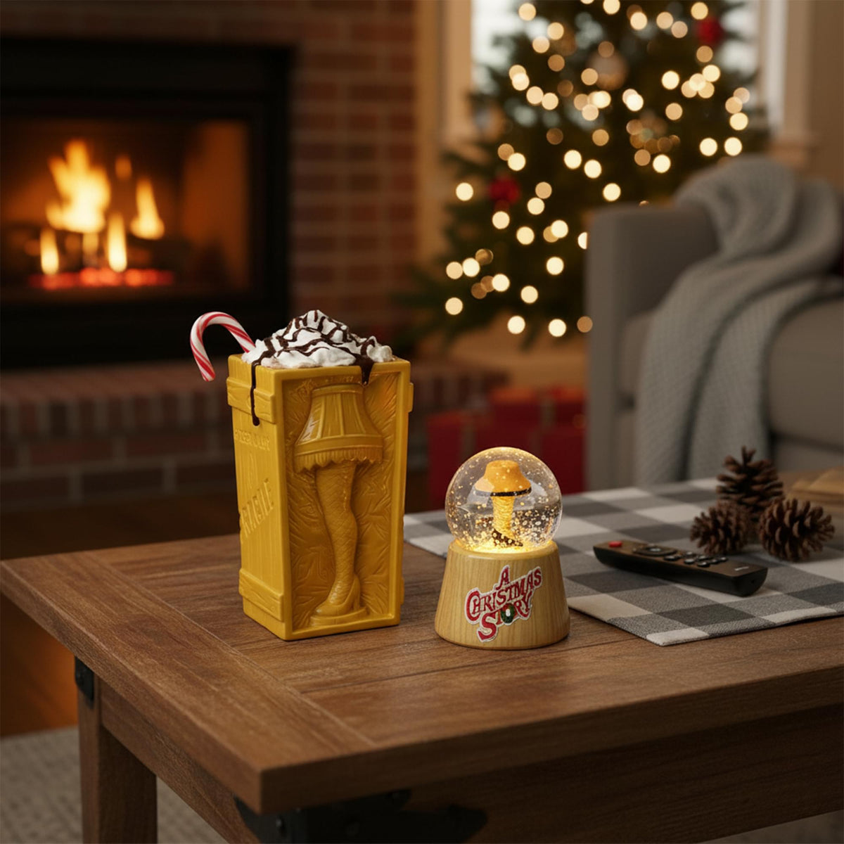 A Christmas Story Leg Lamp 3-Inch Mini Snow Globe and Geeki Tikis Mug Set