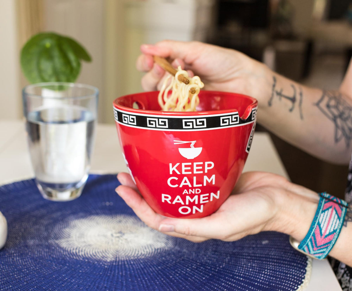 Bowl Bop Keep Calm And Ramen On Japanese Dinner Set | 16-Ounce Bowl, Chopsticks