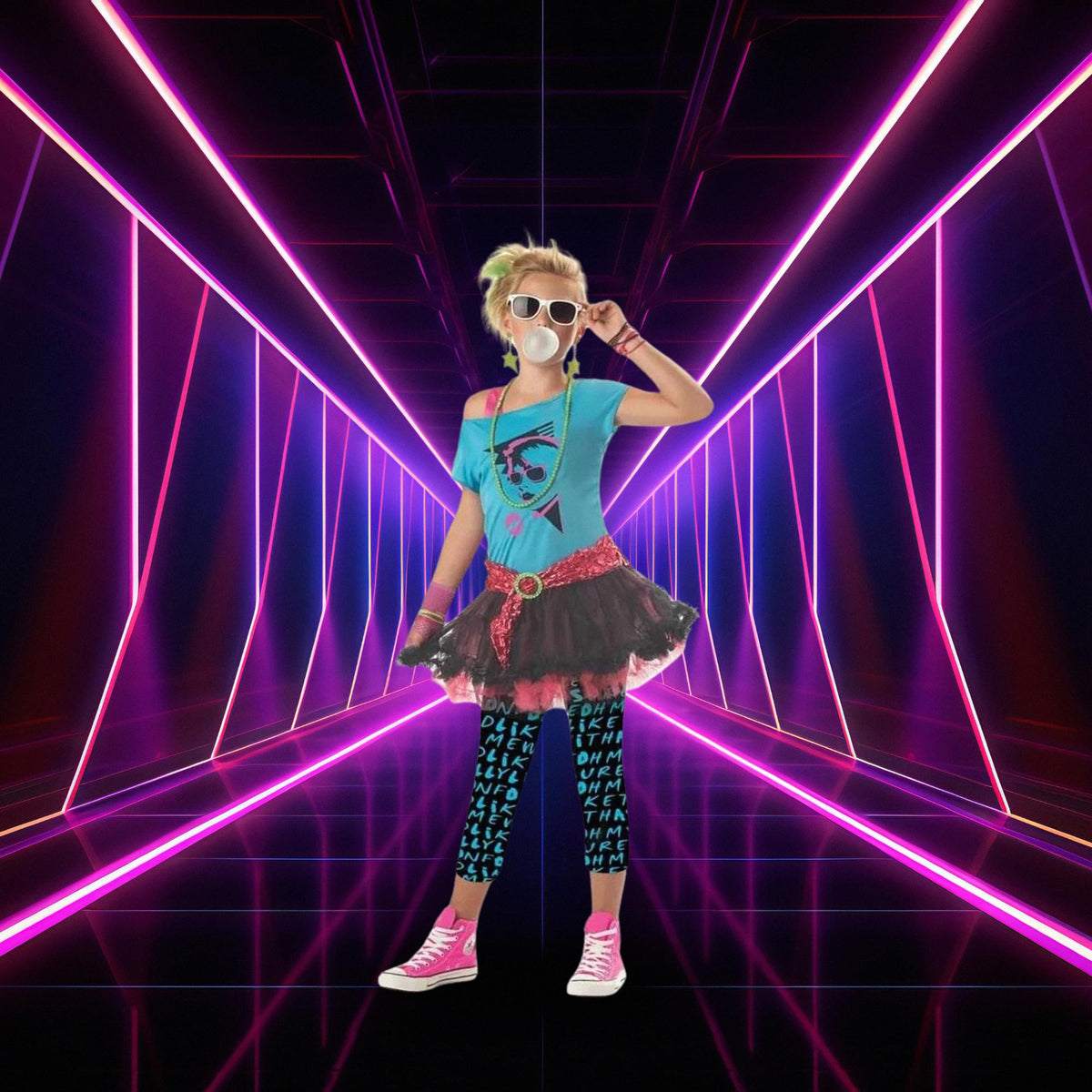 80'S Valley Girl Punk Rock Girl Dress Costume Tween