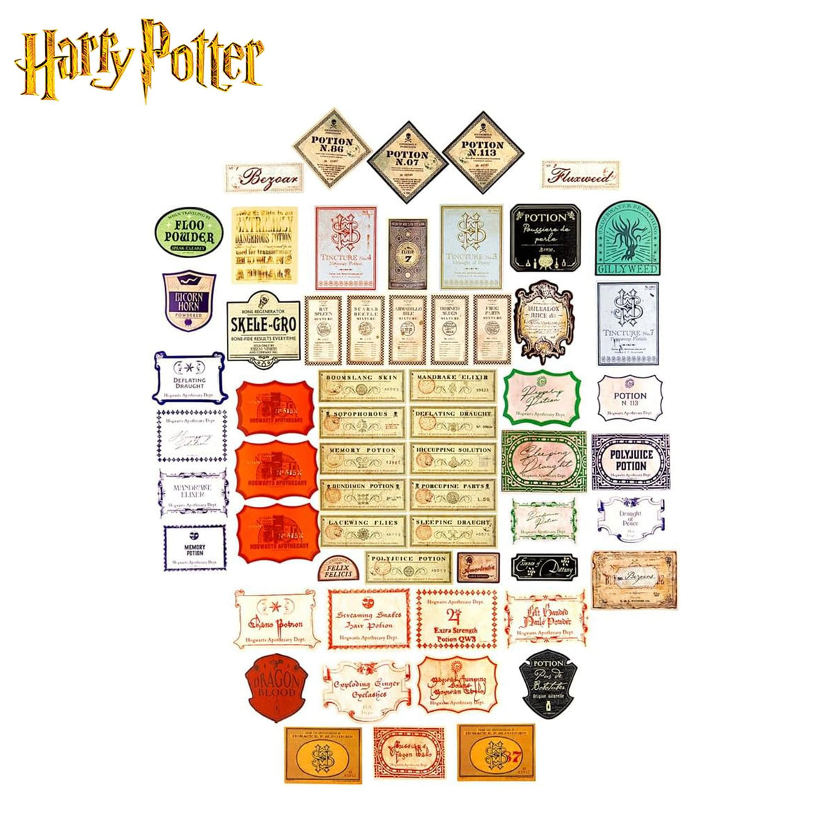Harry Potter Potions Labels Vinyl Decal 50-Pack