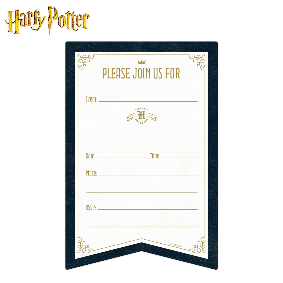 Harry Potter Hogwarts House Banner Birthday Invitation & Envelope Box Set