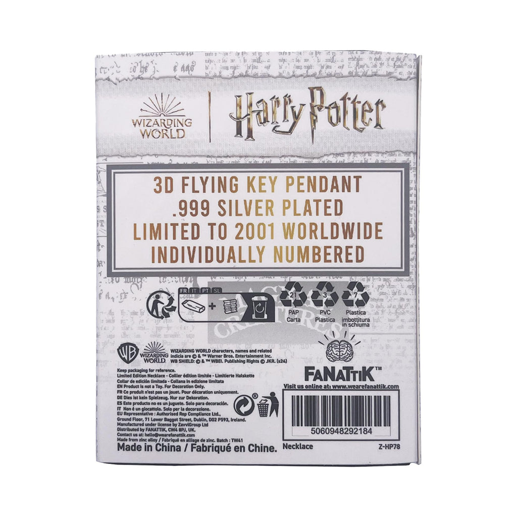Harry Potter Flying Key Limited Edition .999 Silver-Plated Necklace Replica