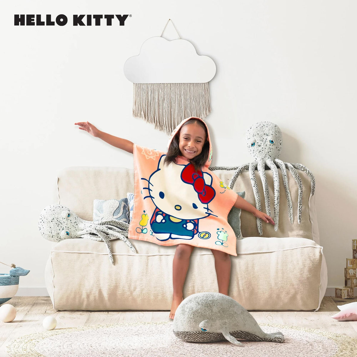 Sanrio Hello Kitty Soft Hooded Towel Poncho | 24 X 22 Inches