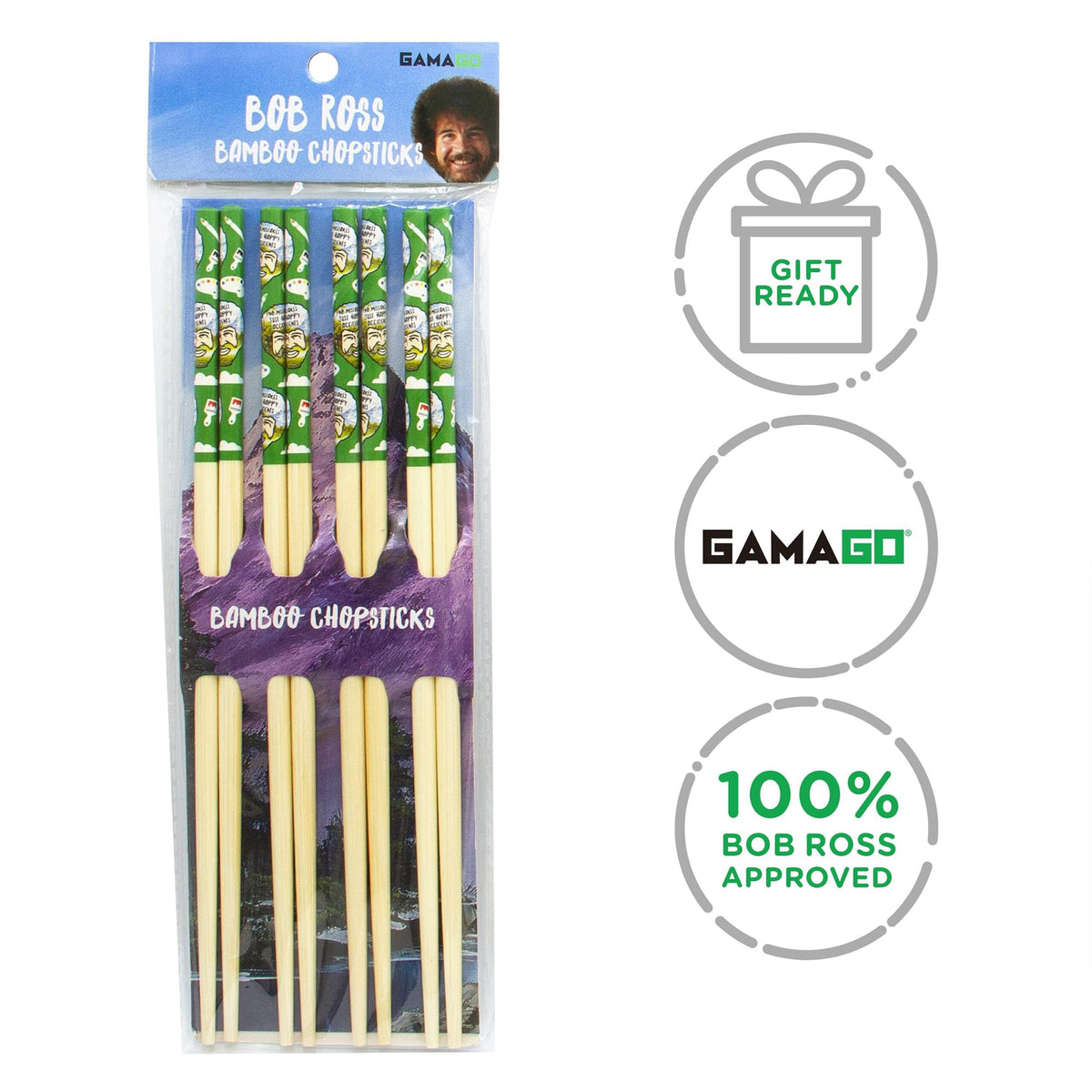 Bob Ross GAMAGO Cast Bamboo Chopsticks | Set of 4