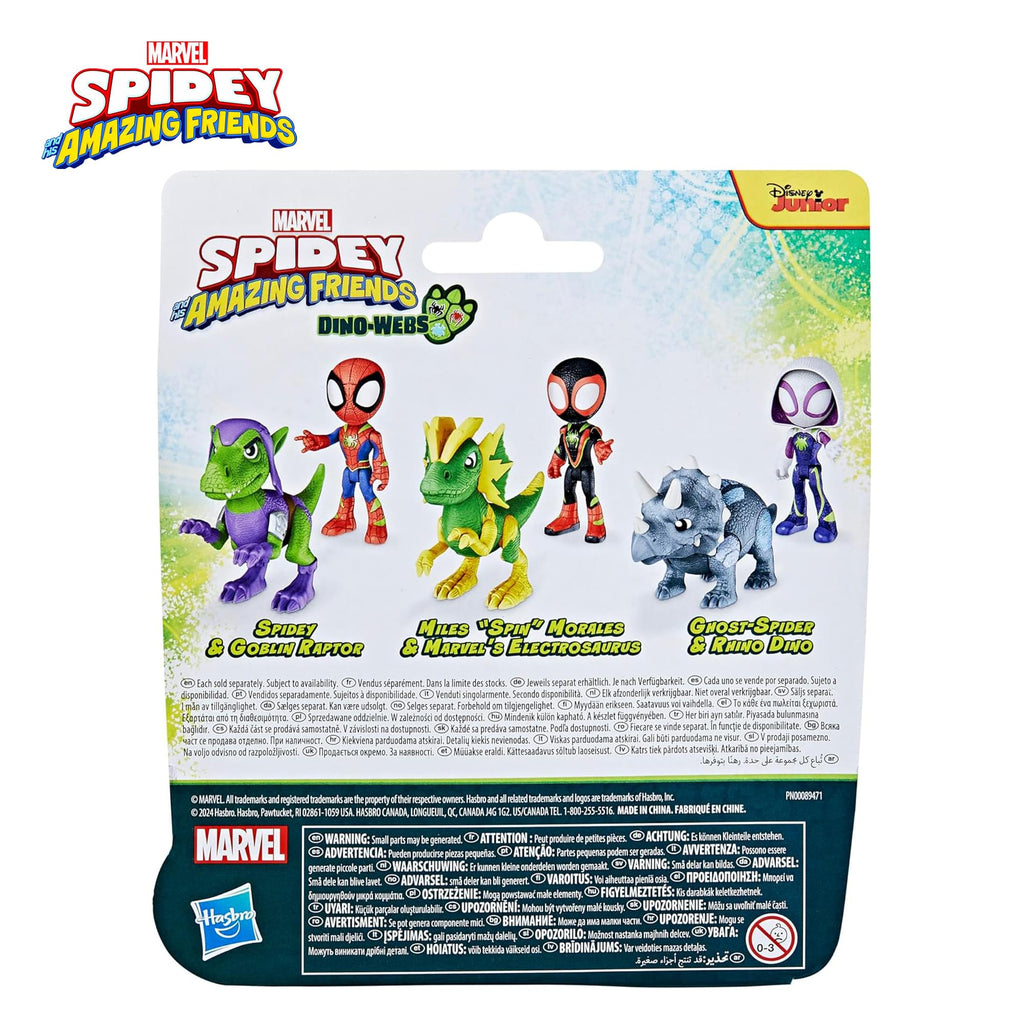 Marvel Spidey and Friends 4-Inch Dino-Webs Set | Miles Morales & Electrosaurus