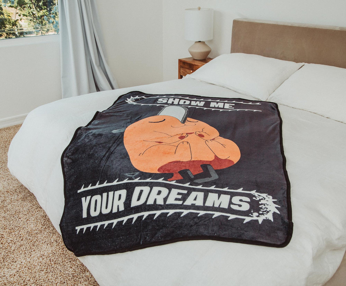Chainsaw Man Pochita "Show Me Your Dreams" Fleece Throw Blanket | 45 x 60 Inches