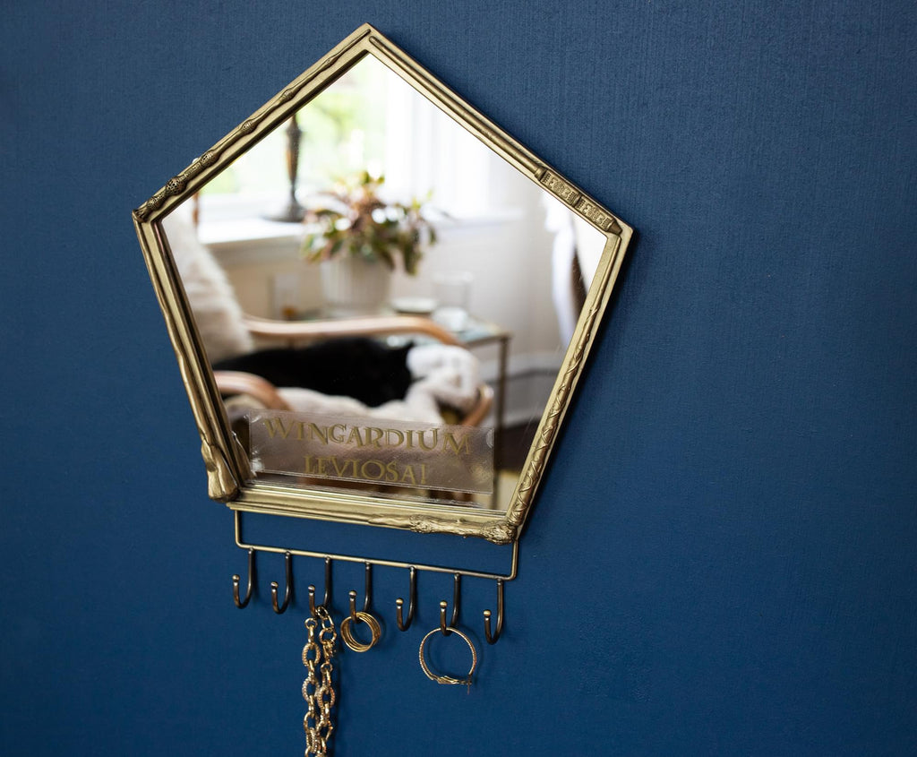 Harry Potter Wand Wall Mirror with Jewelry Hooks Storage Rack