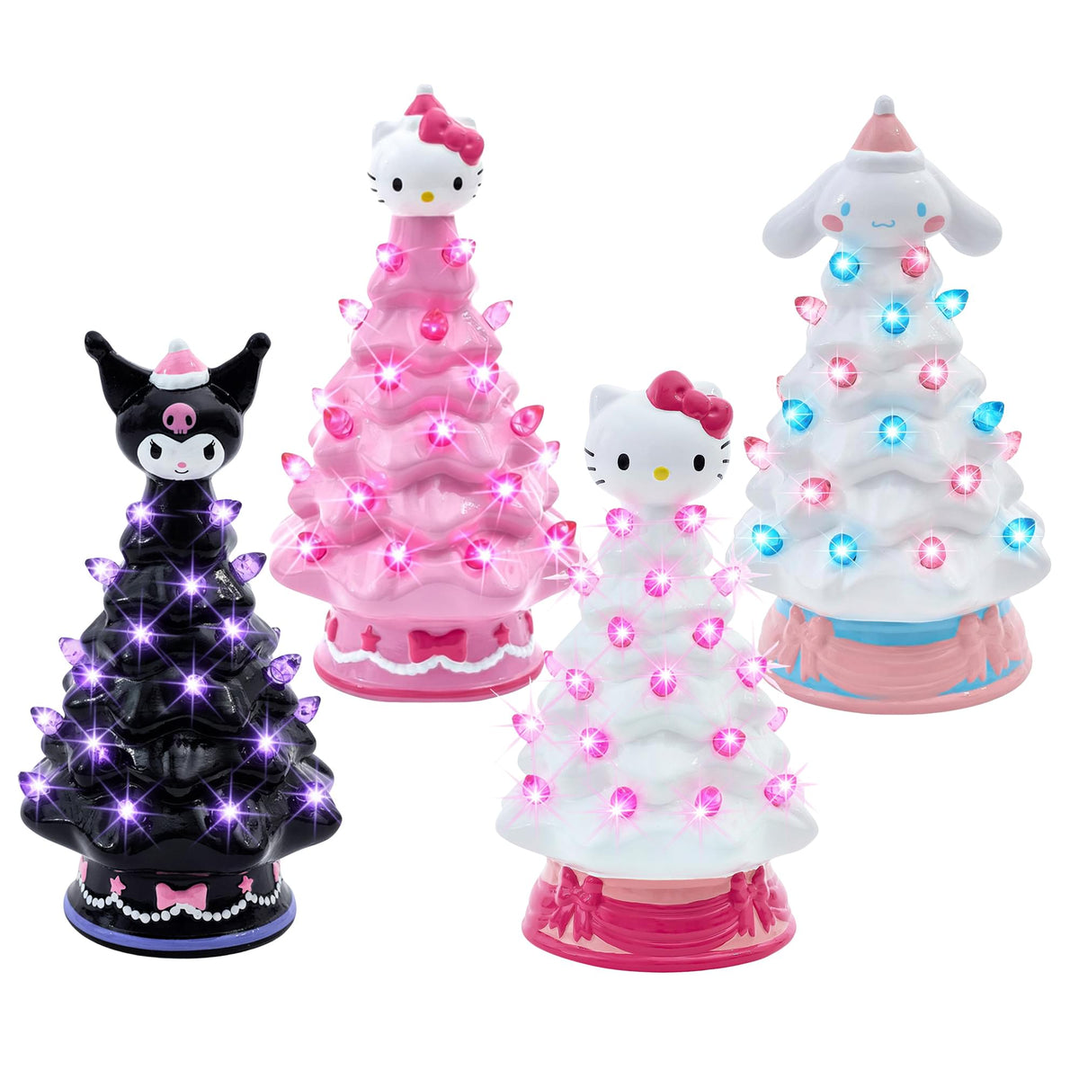 Sanrio Characters Light-Up Ceramic Christmas Tree Set Of 4