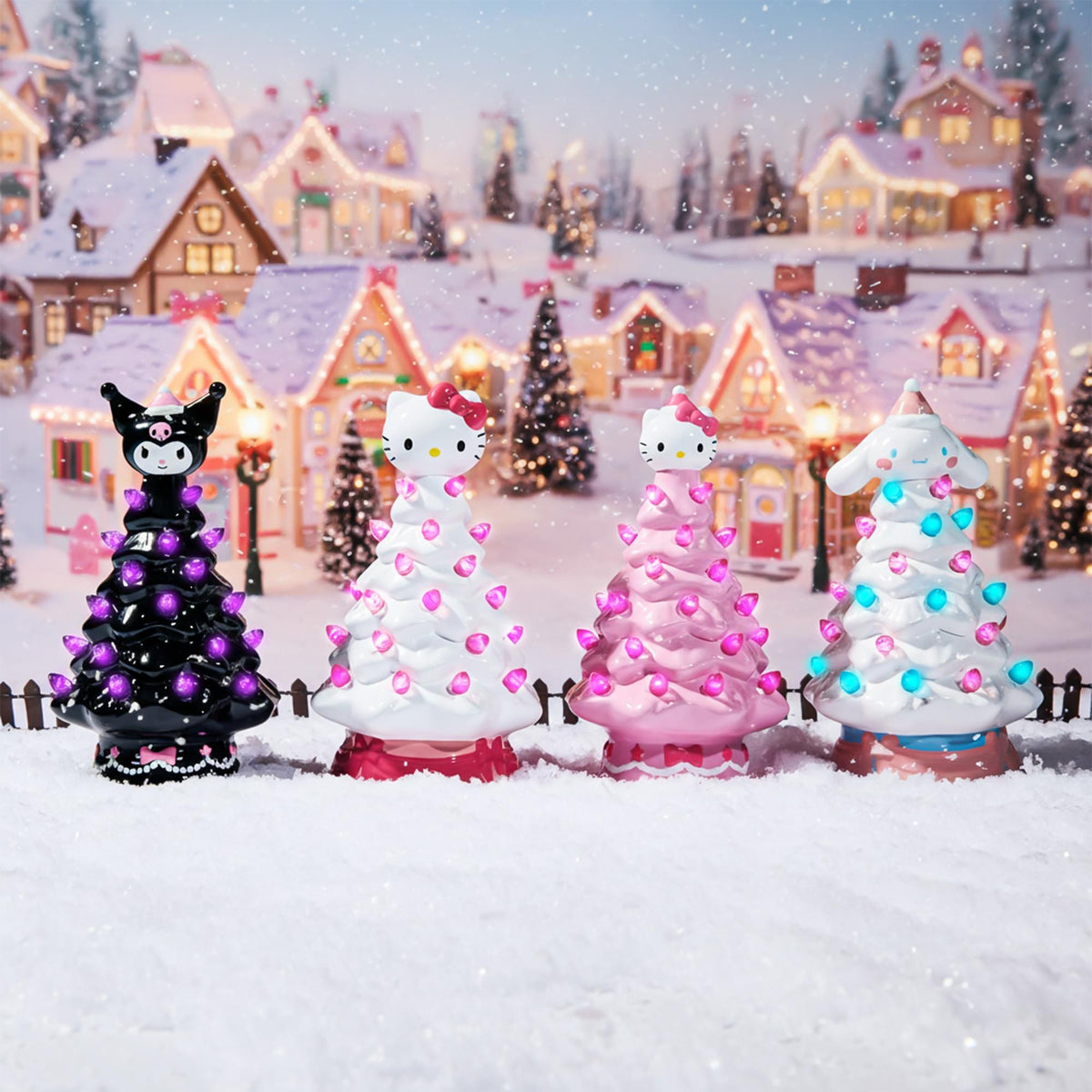 Sanrio Characters Light-Up Ceramic Christmas Tree Set Of 4