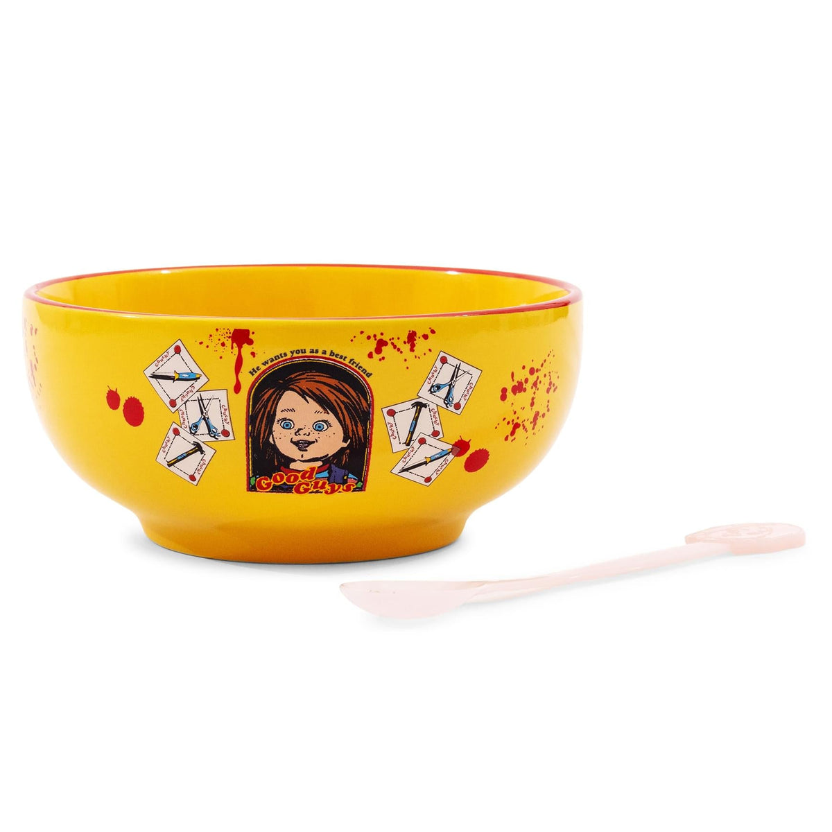 Child's Play Good Guys Ceramic Bowl With Color-Changing Spoon | Holds 28 Ounces