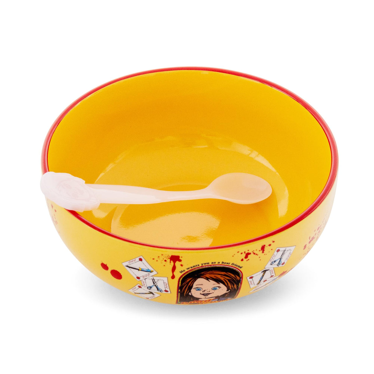 Child's Play Good Guys Ceramic Bowl With Color-Changing Spoon | Holds 28 Ounces