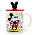 Disney Mickey Mouse Sketchbook Ceramic Mug With Lid | Holds 18 Ounces