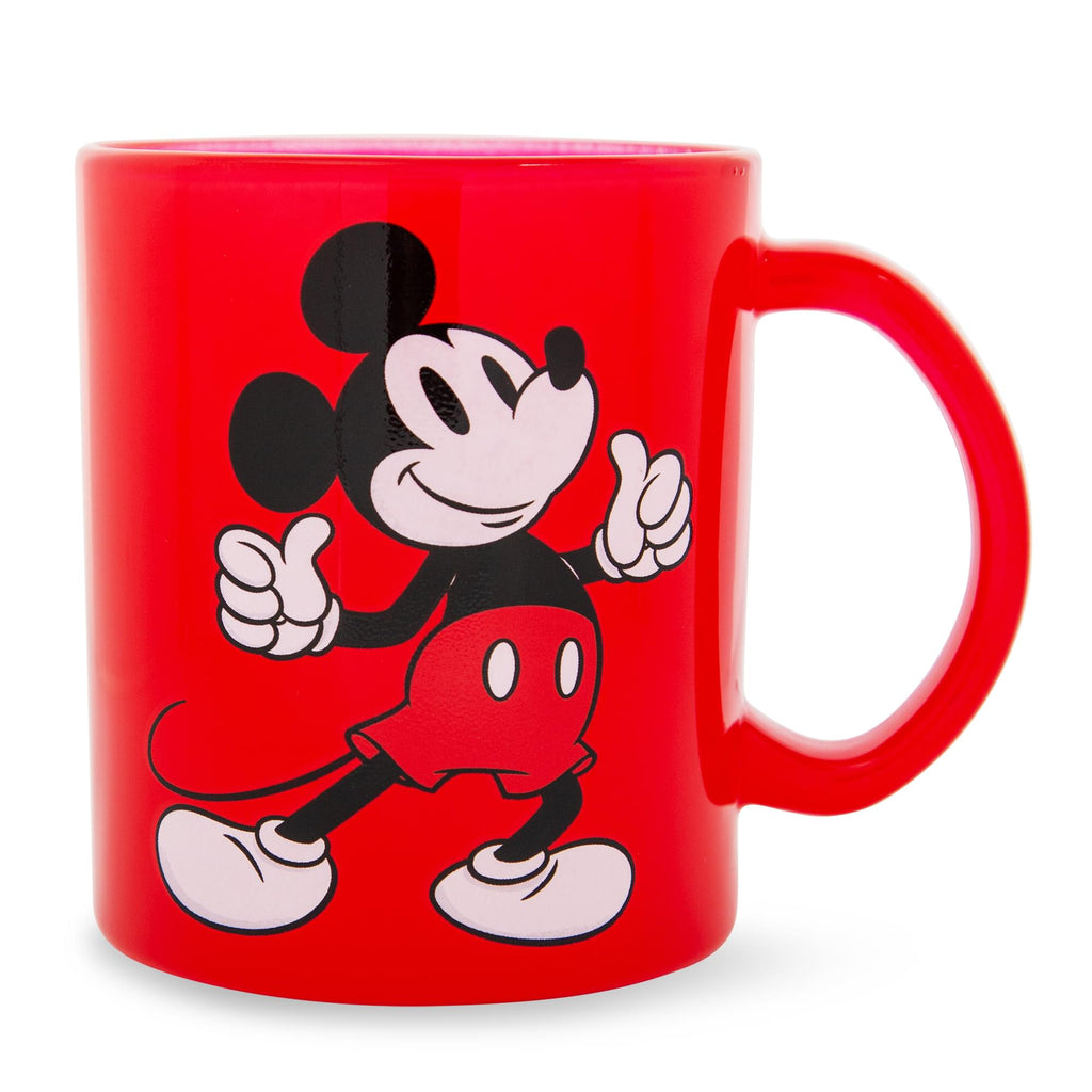 Disney Mickey Mouse Thumbs-Up Glass Coffee Mug | Holds 18 Ounces