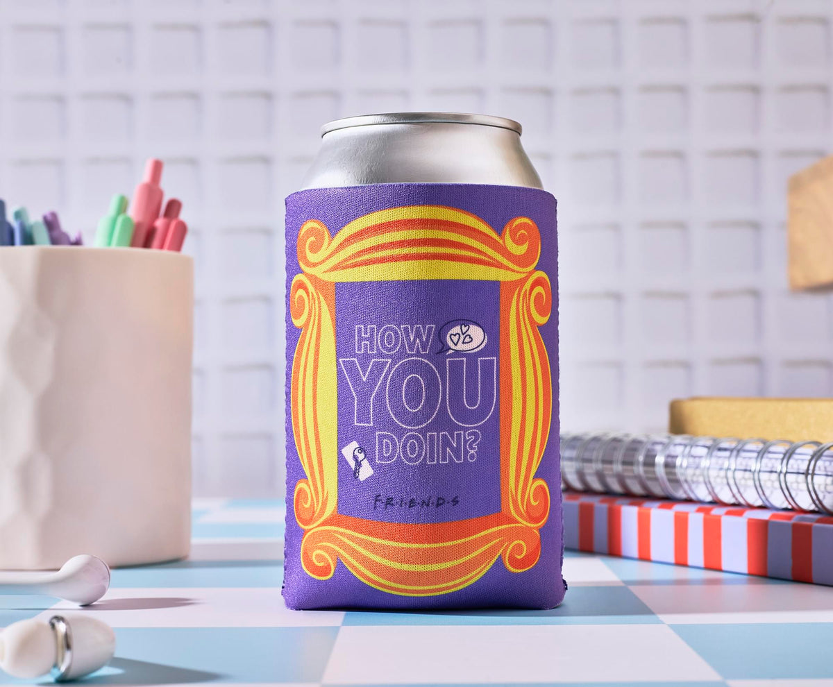 Friends "How You Doin" Peephole Frame Foam Can Hugger | Fits Most 12-Ounce Cans