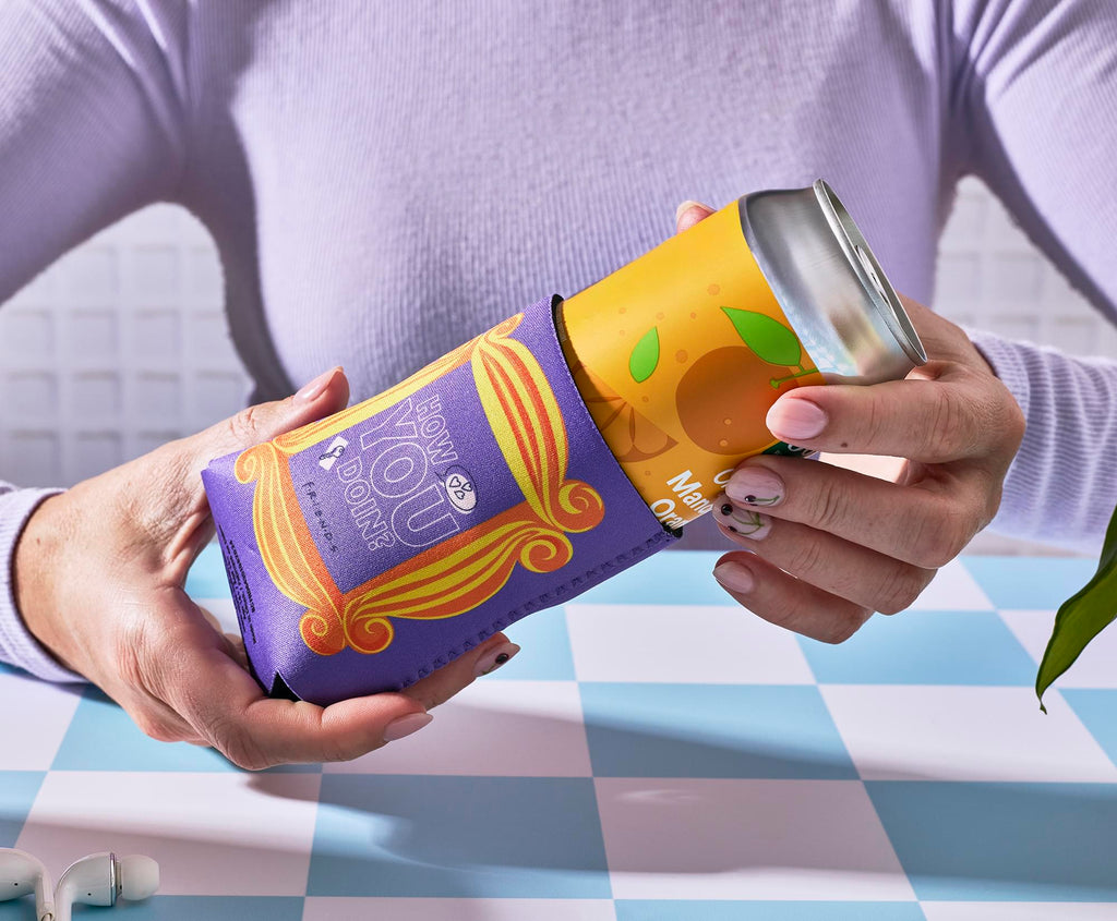Friends "How You Doin" Peephole Frame Foam Can Hugger | Fits Most 12-Ounce Cans