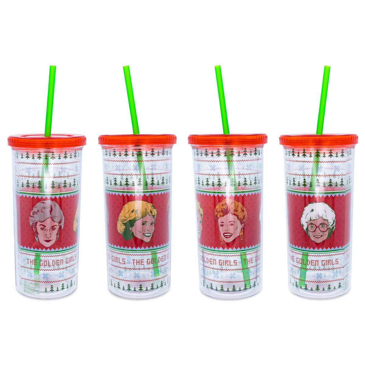 The Golden Girls Holiday Sweater Carnival Cup With Lid and Straw