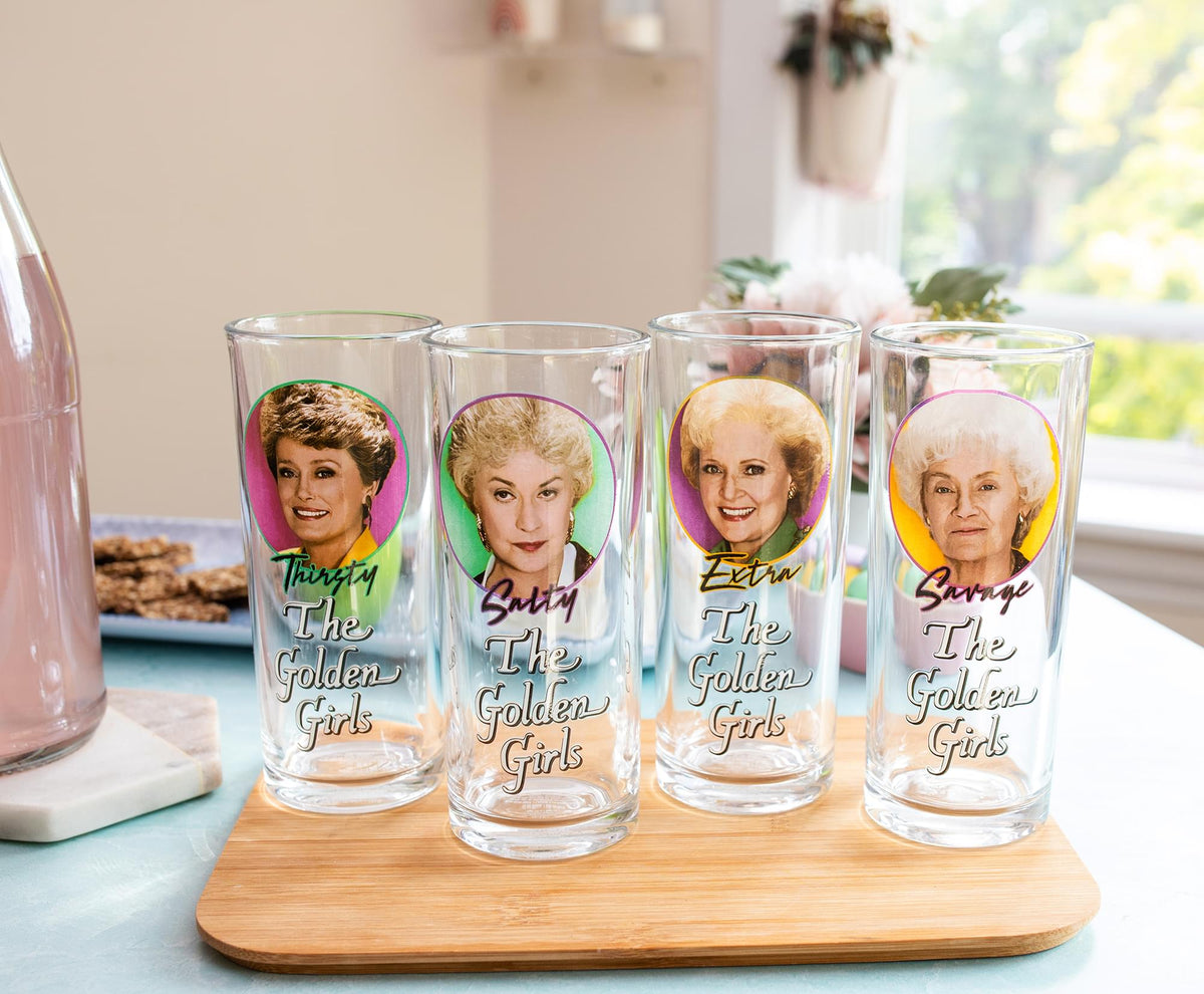 The Golden Girls Frames Logo 10-Ounce Tumbler Glasses | Set of 4