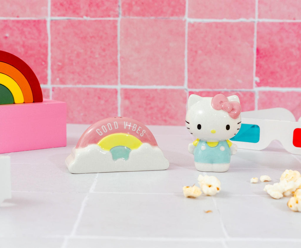 Sanrio Hello Kitty and Rainbow Ceramic Salt and Pepper Shaker Set