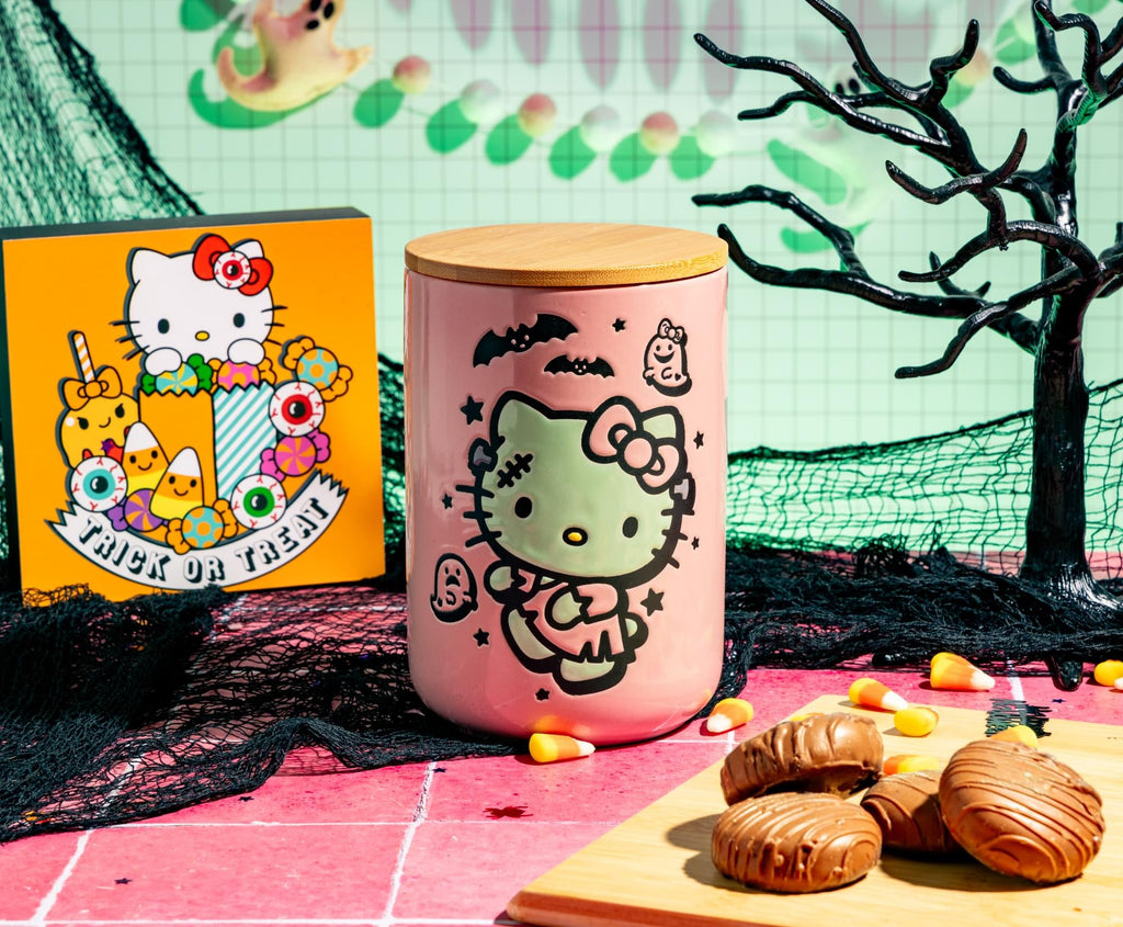 Sanrio Hello Kitty Frankenkitty 6.5-Inch Ceramic Snack Jar With Bamboo Lid