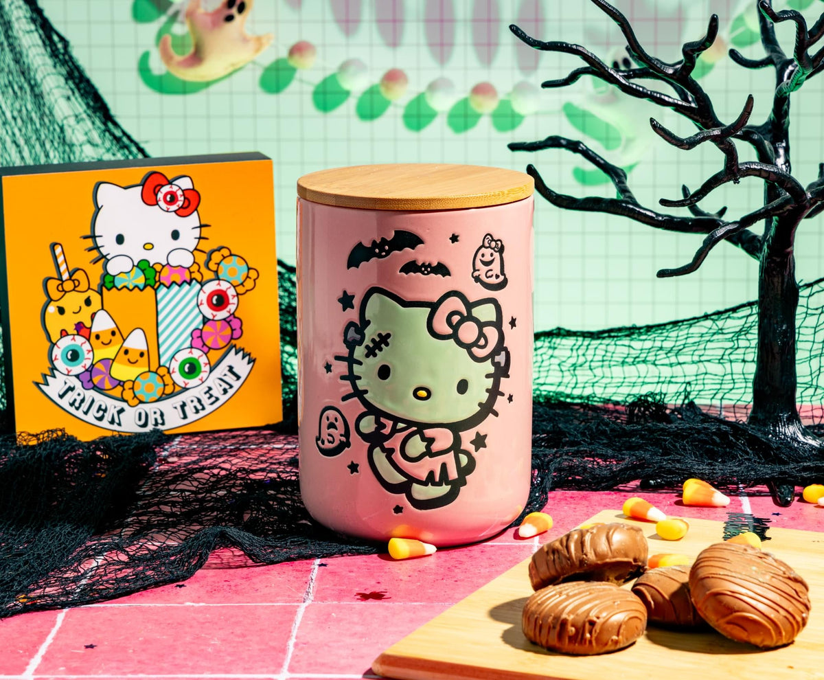 Sanrio Hello Kitty Frankenkitty 6.5-Inch Ceramic Snack Jar With Bamboo Lid
