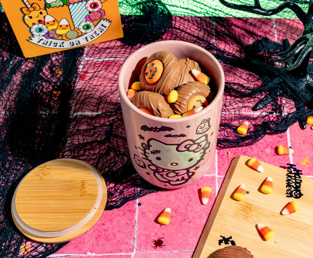 Sanrio Hello Kitty Frankenkitty 6.5-Inch Ceramic Snack Jar With Bamboo Lid