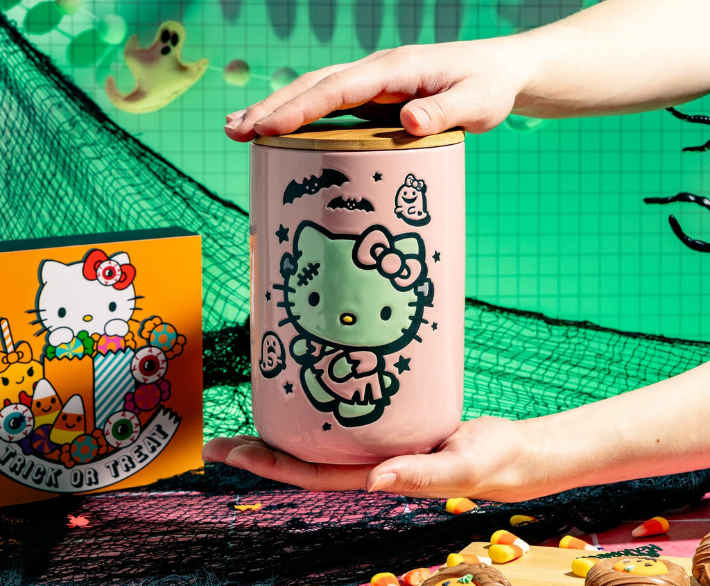 Sanrio Hello Kitty Frankenkitty 6.5-Inch Ceramic Snack Jar With Bamboo Lid