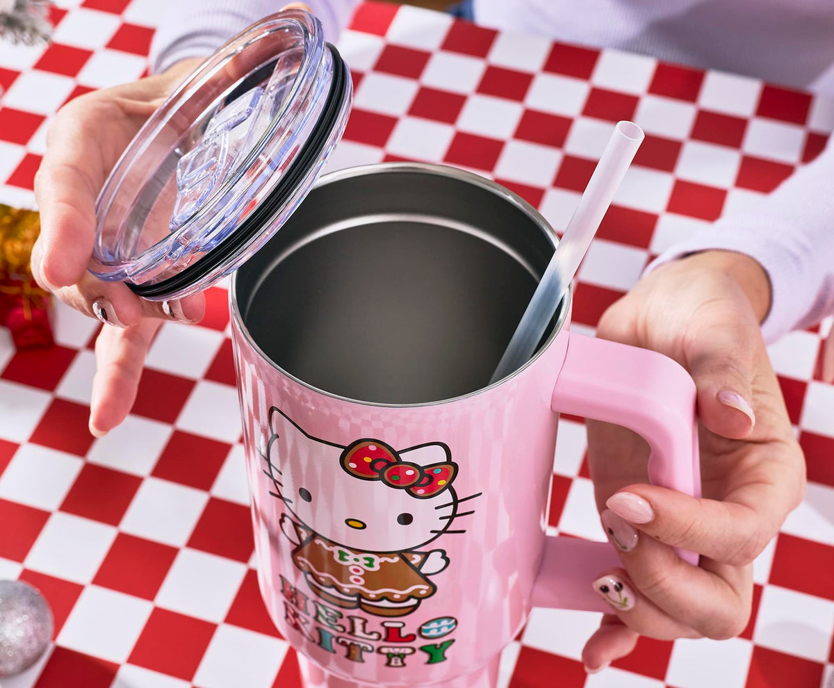 Sanrio Hello Kitty Gingerbread 40-Ounce Stainless Steel Tumbler With Handle and Straw