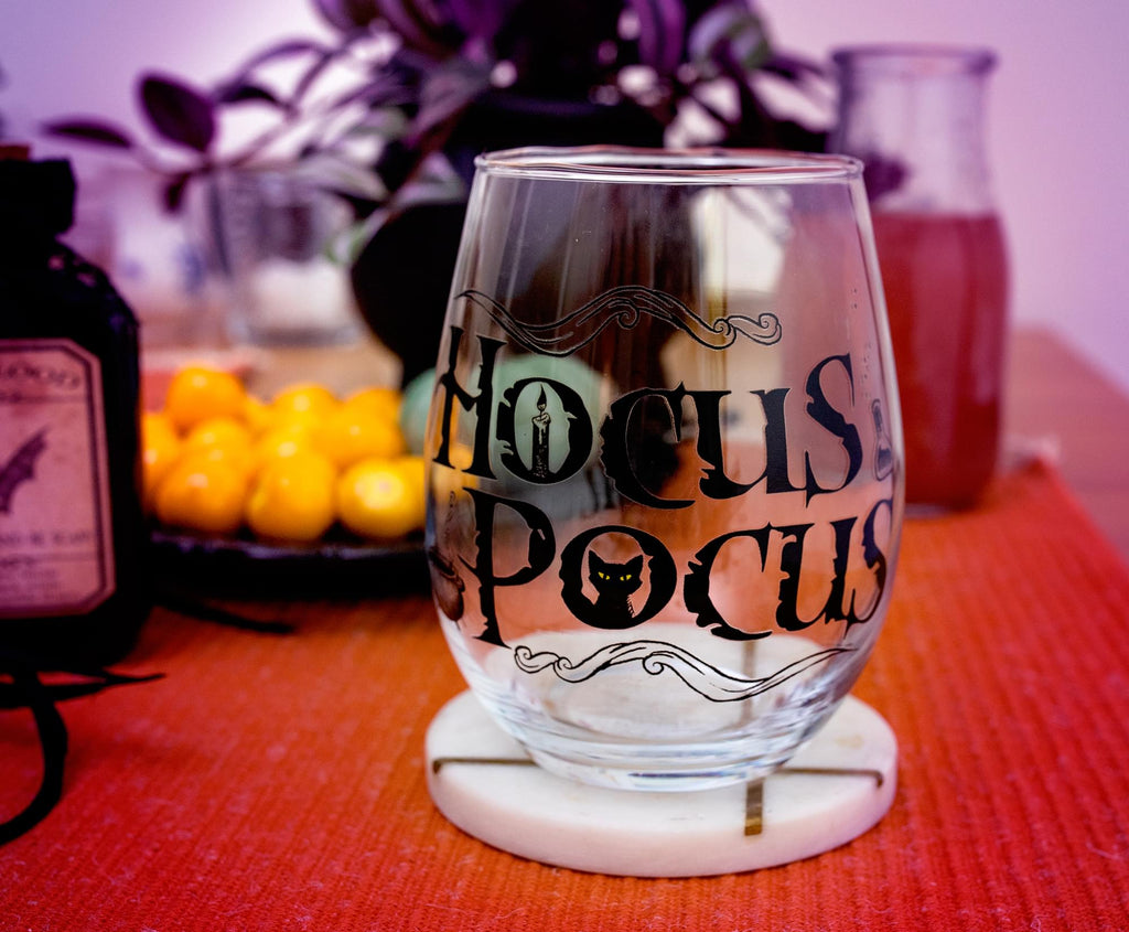 Disney Hocus Pocus Teardrop Stemless Wine Glass | Holds 20 Ounces