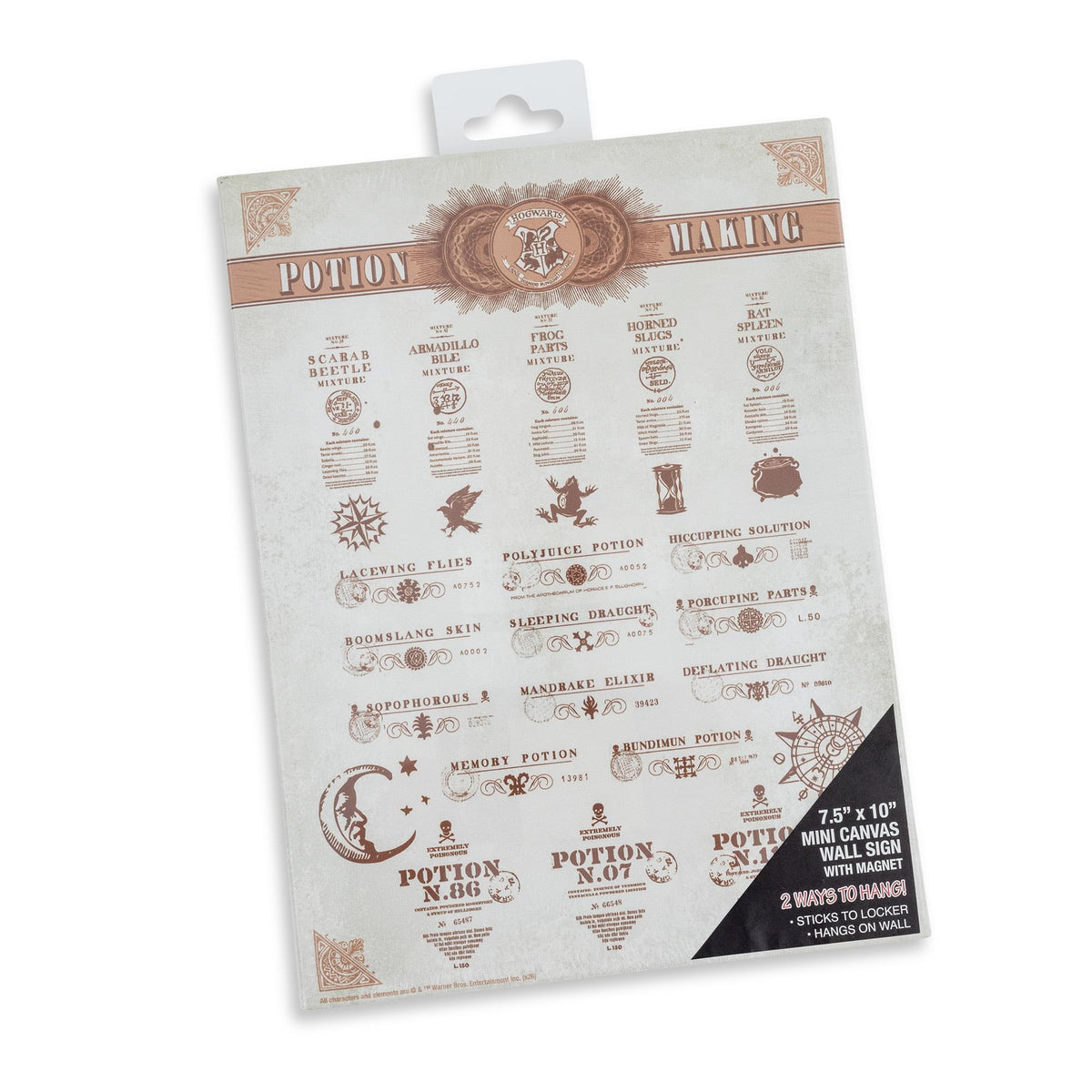 Harry Potter Potion Chart Canvas Wall Art With Magnets | 7.5 x 10 Inches