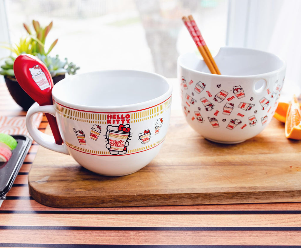 Sanrio Hello Kitty x Nissin Cup Noodles Soup Mug With Spoon | Holds 24 Ounces