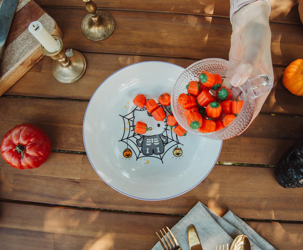 Sanrio Hello Kitty Skeleton Web 9-Inch Ceramic Coupe Dinner Bowl