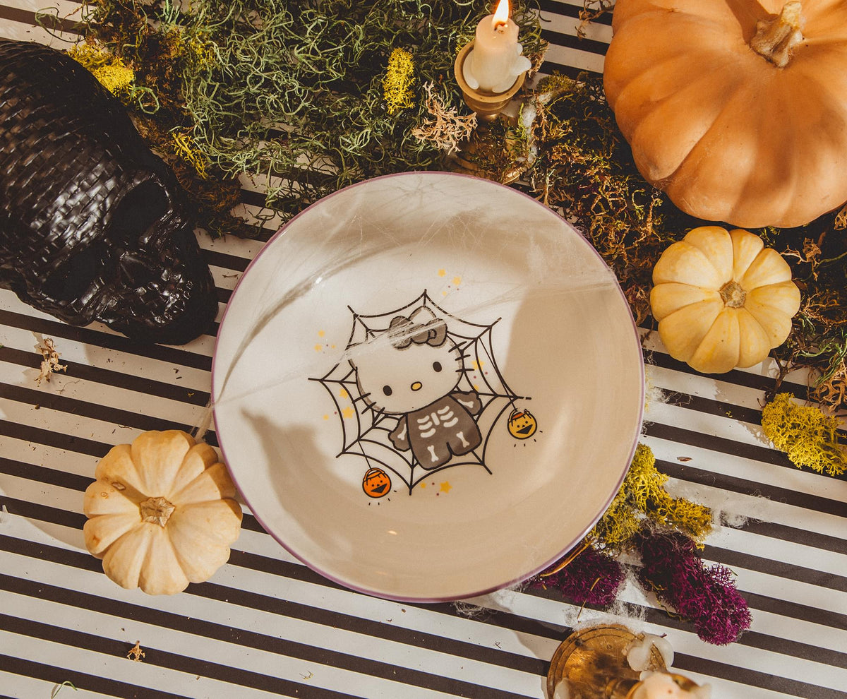 Sanrio Hello Kitty Skeleton Web 9-Inch Ceramic Coupe Dinner Bowl