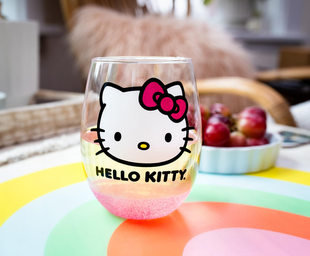 Sanrio Hello Kitty Teardrop Stemless Wine Glass | Holds 20 Ounces