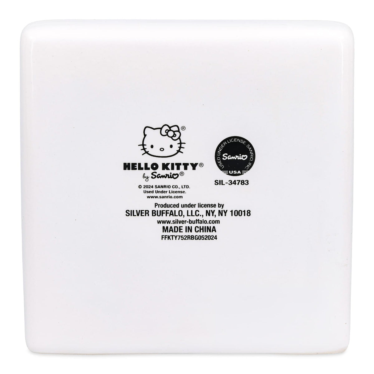 Sanrio Hello Kitty Wink Pink Glitter Ceramic Box Sign | 5 x 5 Inches