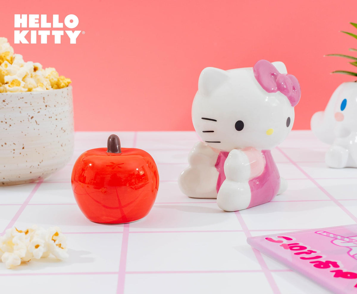 Sanrio Hello Kitty and Apple Ceramic Salt and Pepper Shaker Set