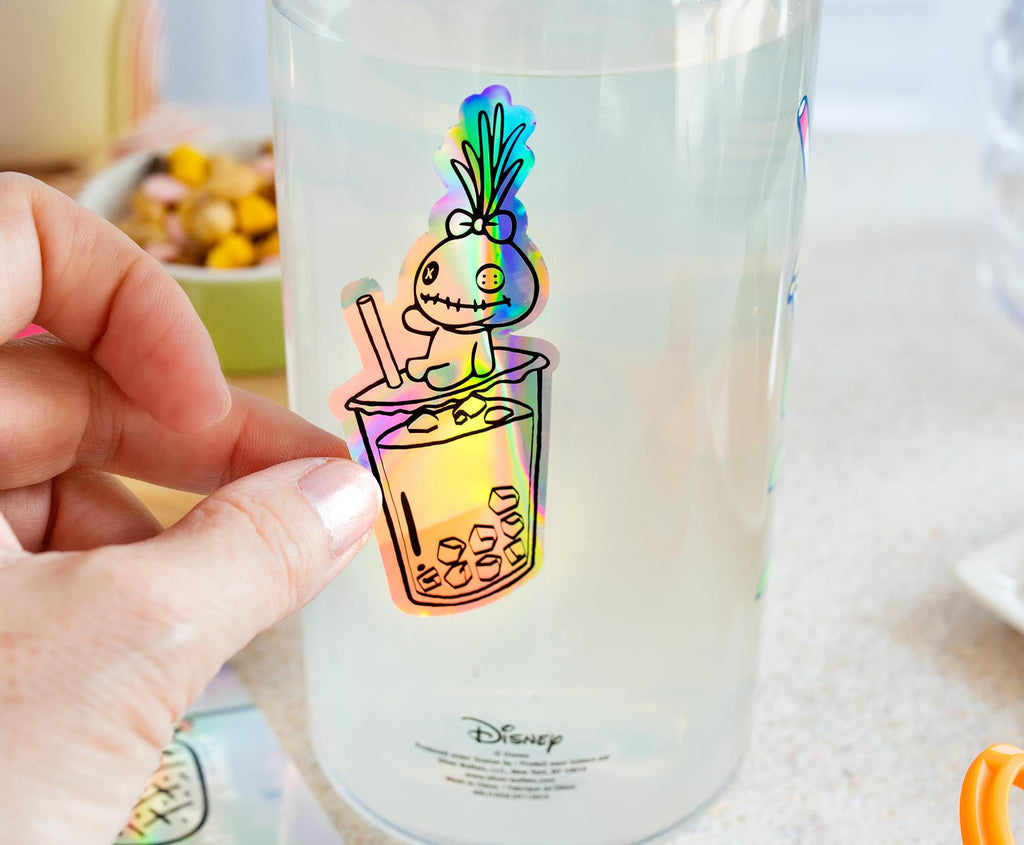 Disney Lilo & Stitch Bubble Tea Plastic Water Bottle and Decal Sticker Set