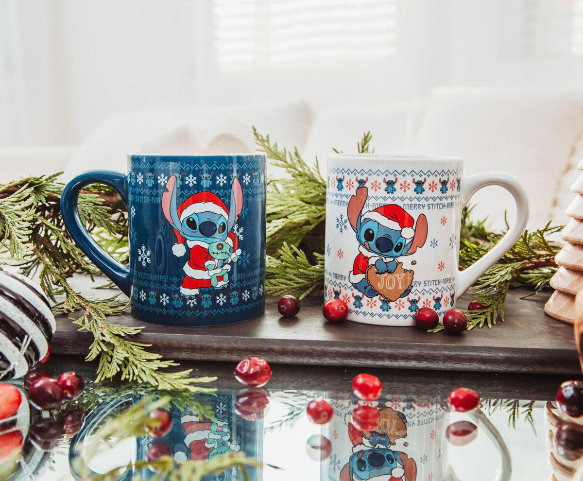 Disney Lilo & Stitch Holiday Sweaters Ceramic Mugs | Set of 2