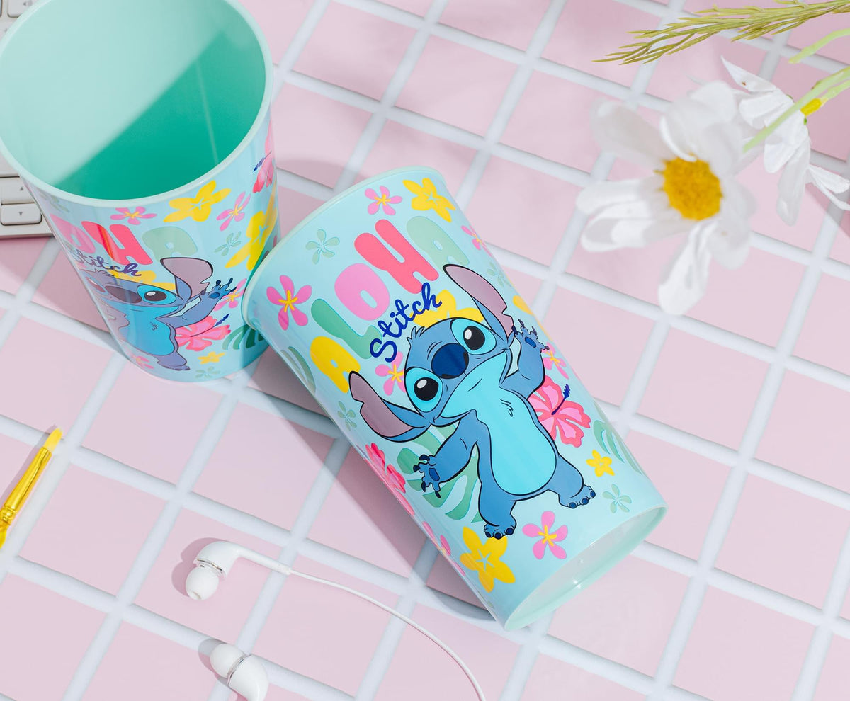 Disney Lilo & Stitch "Aloha" 4-Piece Plastic Cup Set | Each Holds 22 Ounces