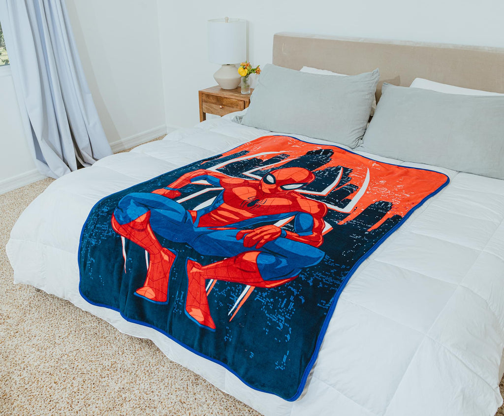 Marvel Spider-Man Skyline Pose Fleece Throw Blanket | 45 x 60 Inches
