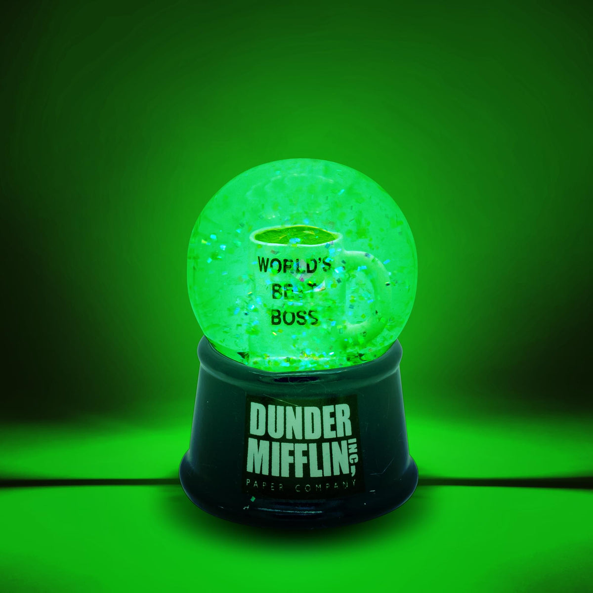 The Office "World's Best Boss" Mug 3-Inch Mini Light-Up Snow Globe
