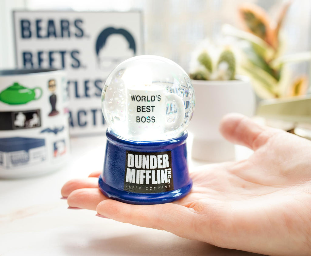 The Office "World's Best Boss" Mug 3-Inch Mini Light-Up Snow Globe