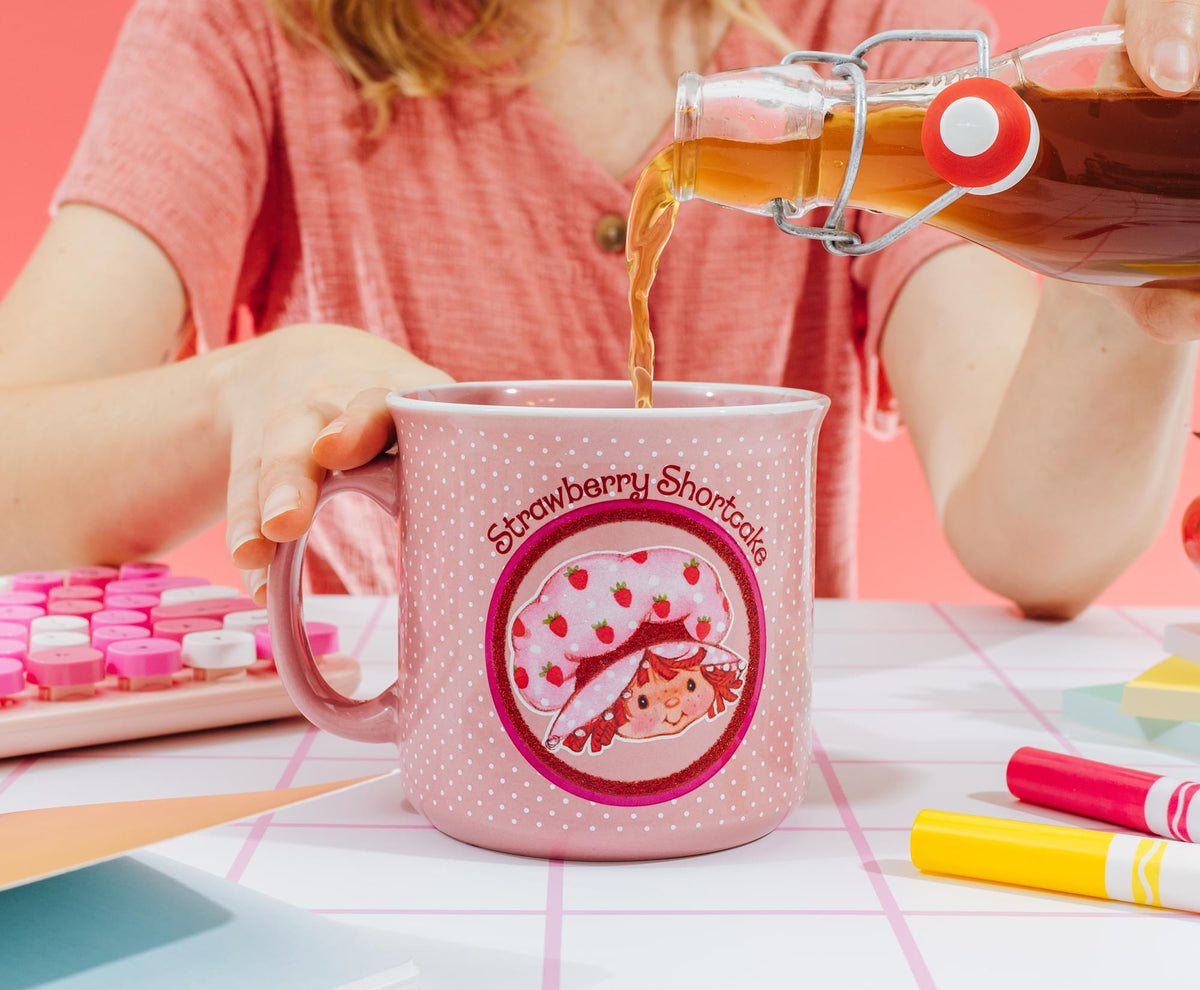 Strawberry Shortcake Polka Dots Ceramic Camper Mug | Holds 20 Ounces
