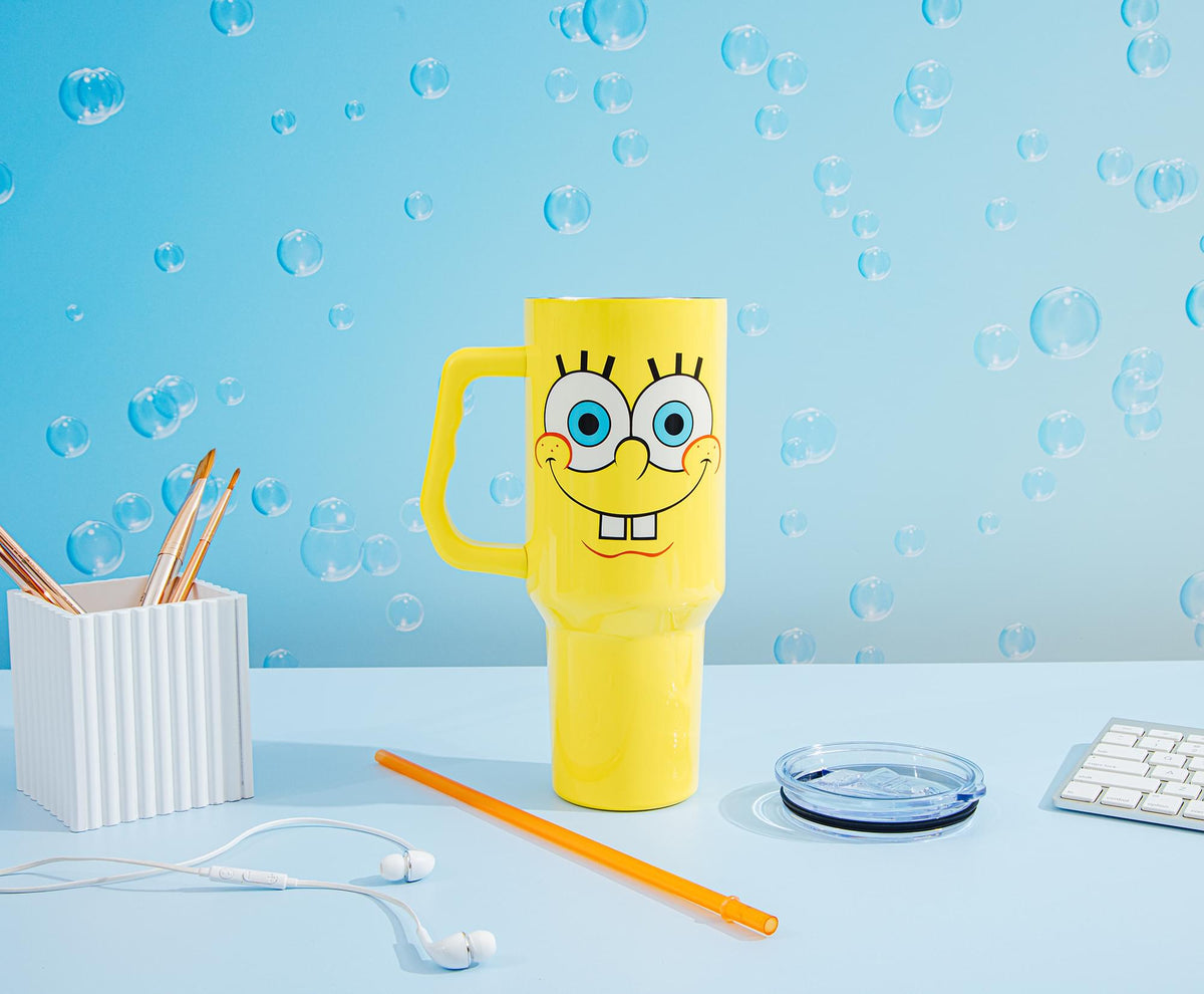 Nickelodeon SpongeBob SquarePants Face Stainless Steel Tumbler With Handle