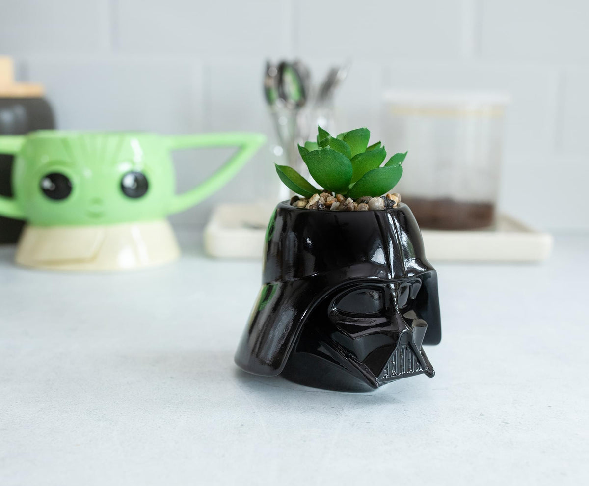 Star Wars Darth Vader 3-Inch Ceramic Mini Planter with Artificial Succulent