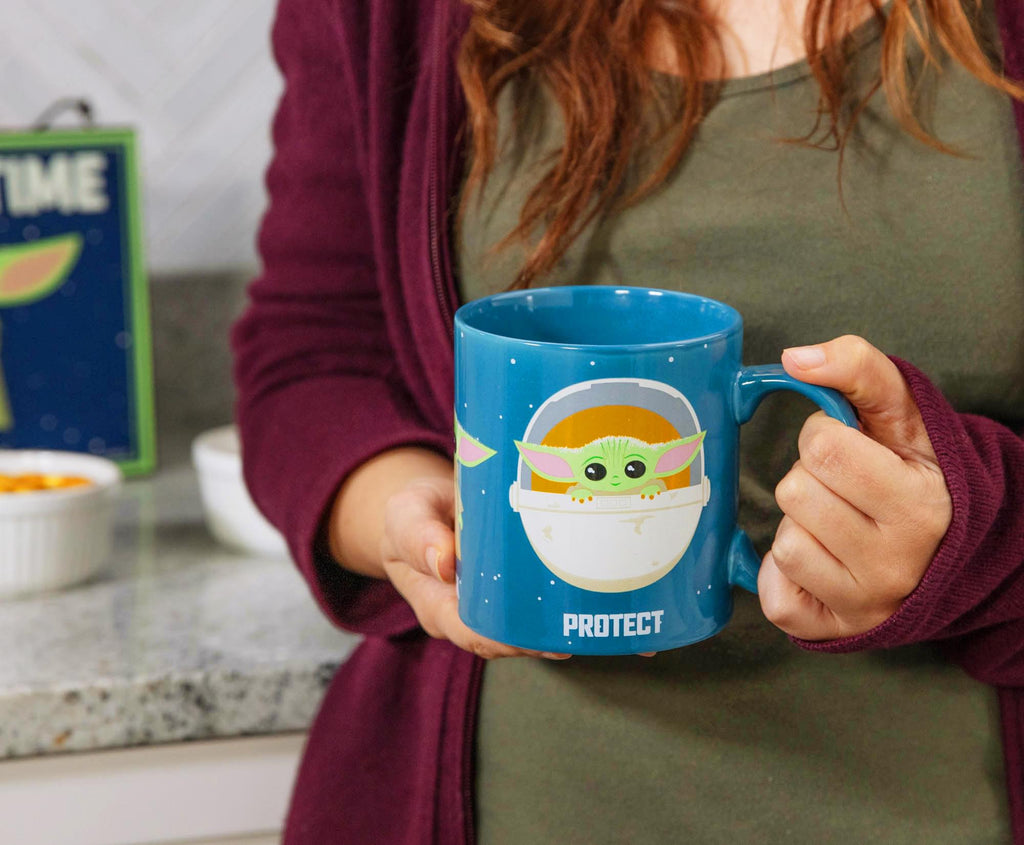 Star Wars: The Mandalorian "Protect Attack Snack" Ceramic Mug | Holds 20 Ounces