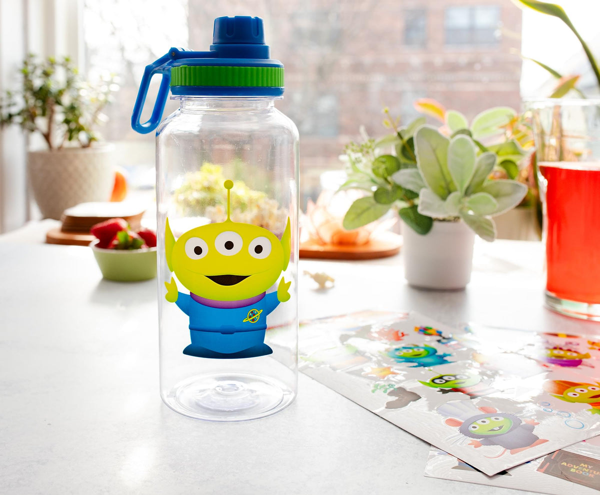 Disney Pixar Toy Story Alien 32-Ounce Twist Spout Water Bottle and Sticker Set