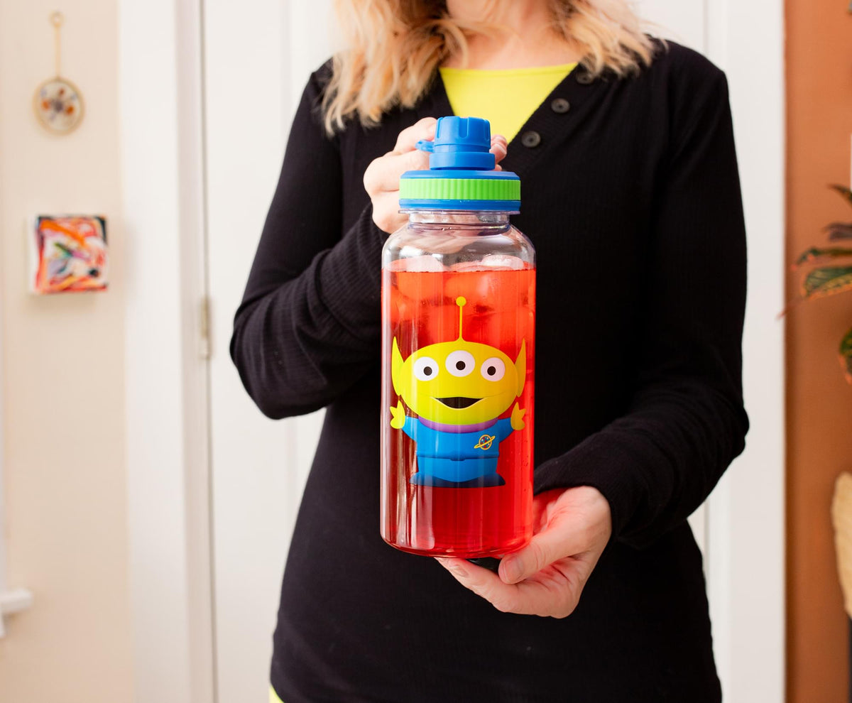 Disney Pixar Toy Story Alien 32-Ounce Twist Spout Water Bottle and Sticker Set